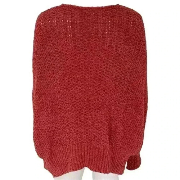 Time & Tru Sweater Women Red Terracotta Knit Pullover V Neck - Picture 2 of 8